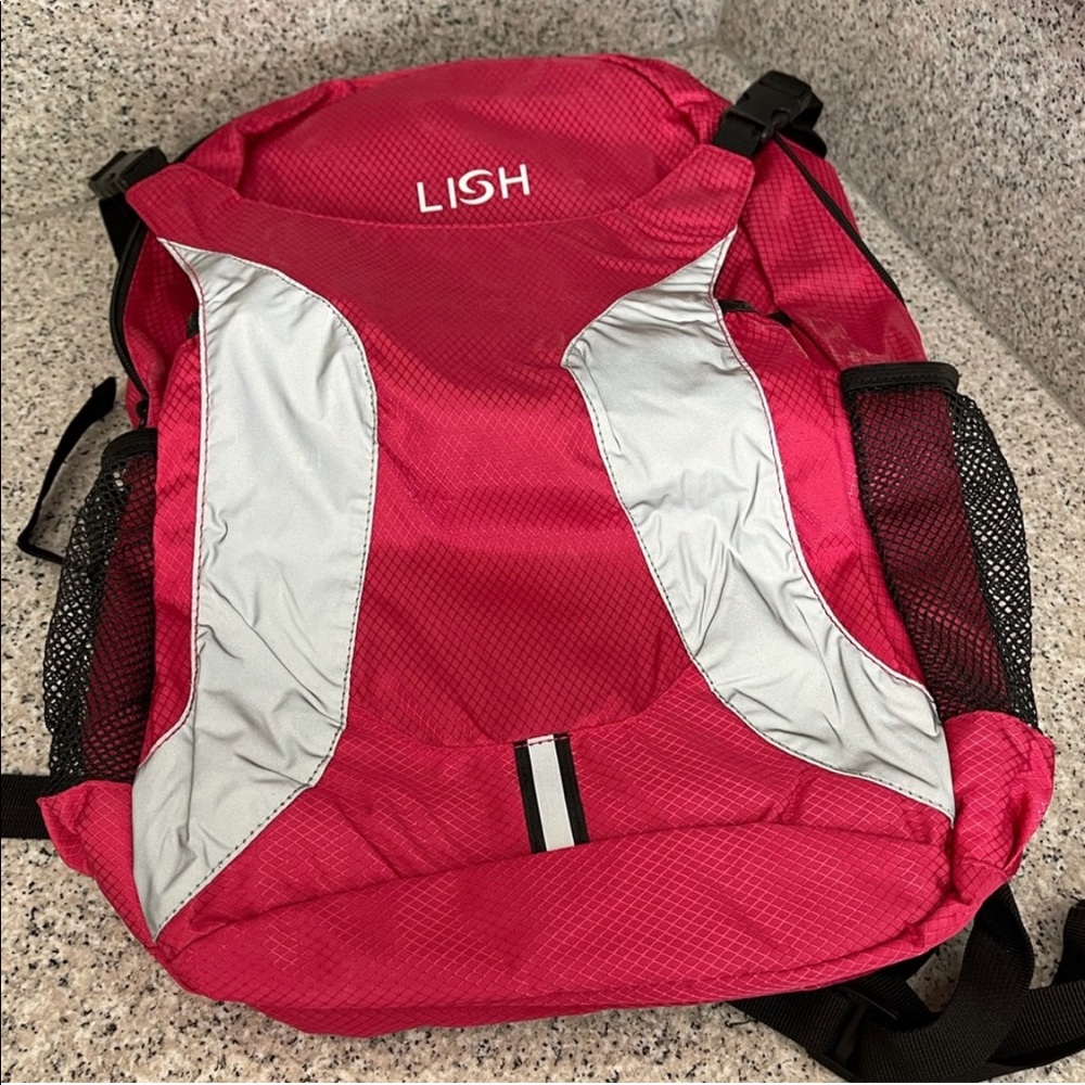 Pink cycling backpack.